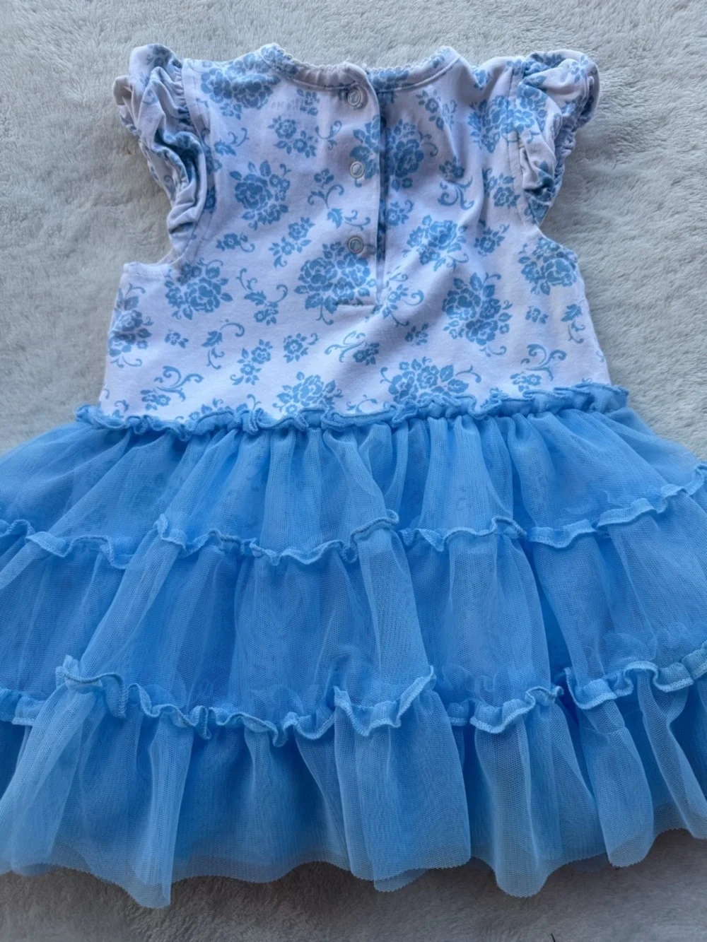 Little Me Light Blue Floral Tulle Dress Size 18 M